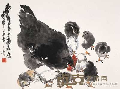 黄胄 1984年作 教子图 镜心 50×68cm